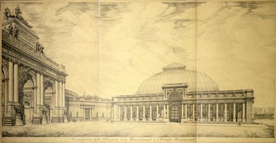 The Triumphal Arch and One of the Semicircular Colonnaded Wings of the Palais du Cinquantenaire, Brussels, 1906 by Charles Louis Girault